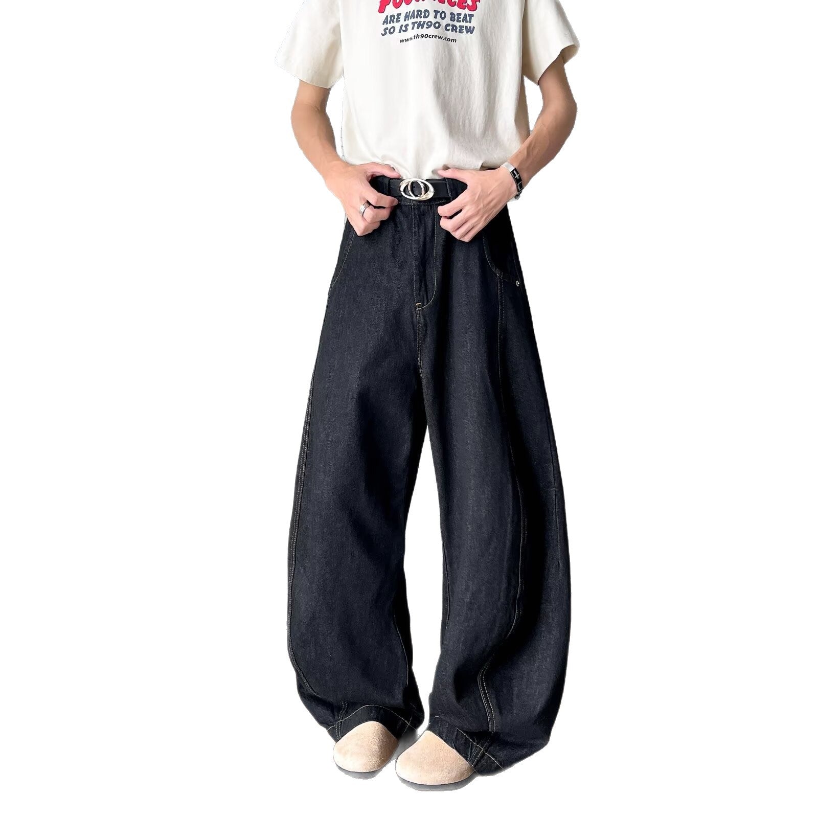 Versatile Loose Straight Leg Denim Wide Leg Pants