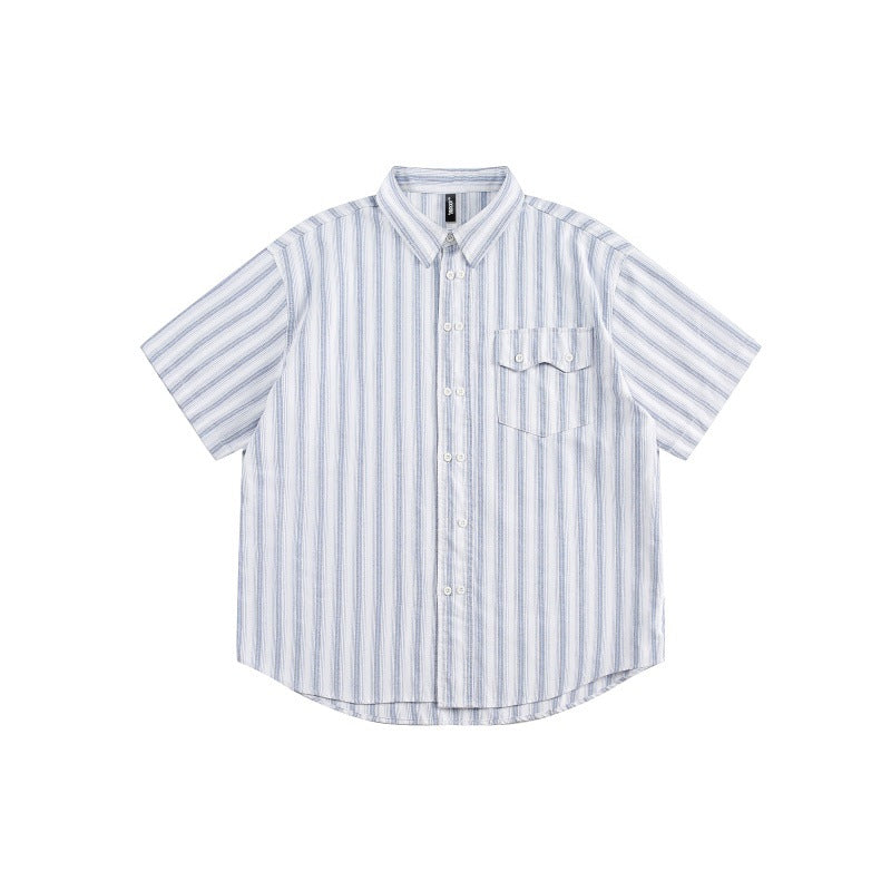 Striped Half Sleeve Loose Shirt for Men