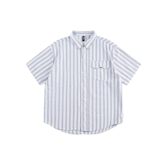 Striped Half Sleeve Loose Shirt for Men