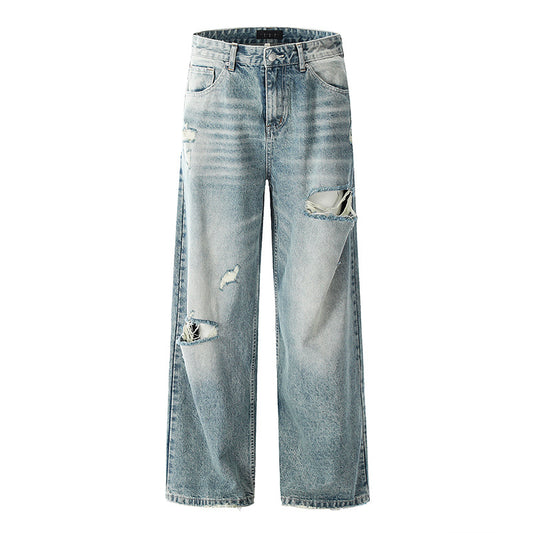 Premium Japanese Denim Loose Jeans with Distressed Finish