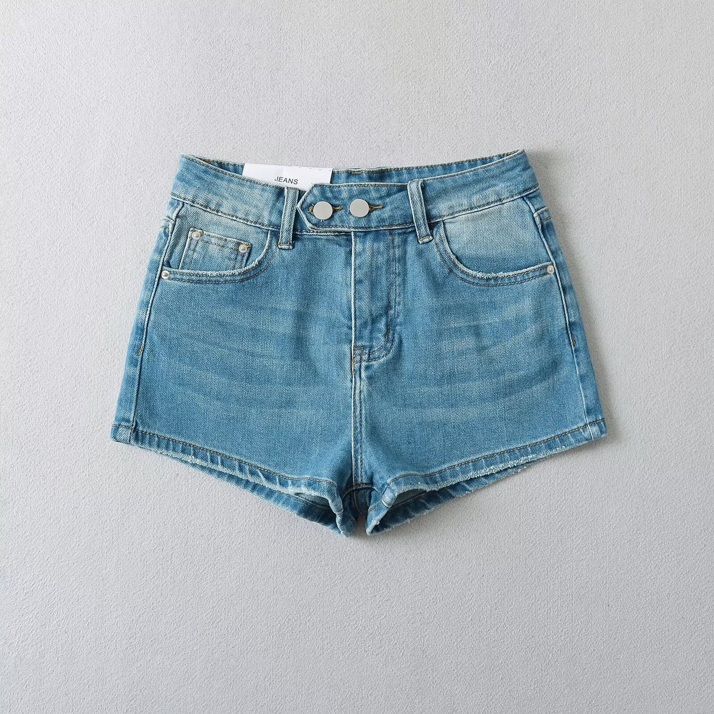 Vintage Washed High-Waist Slim Fit Bodycon Stretch Denim Shorts for Women