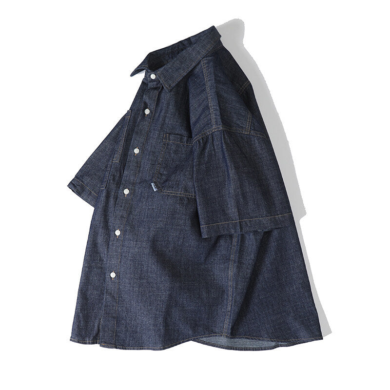Washed Denim Short Sleeved Workwear Shirt
