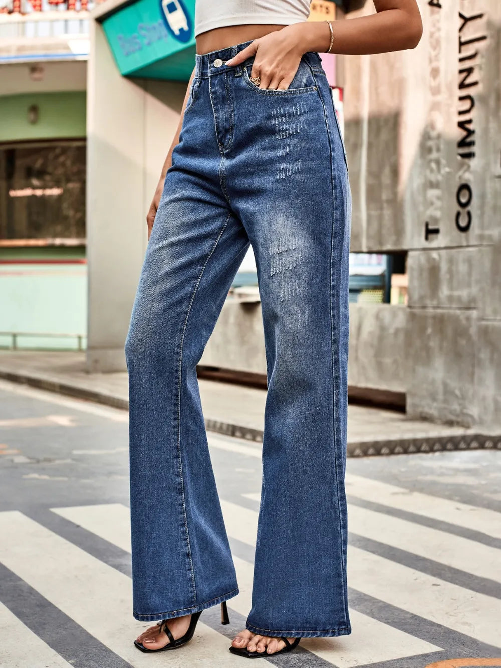 High Rise Bootcut Jeans with Pockets - Premium Japanese Denim