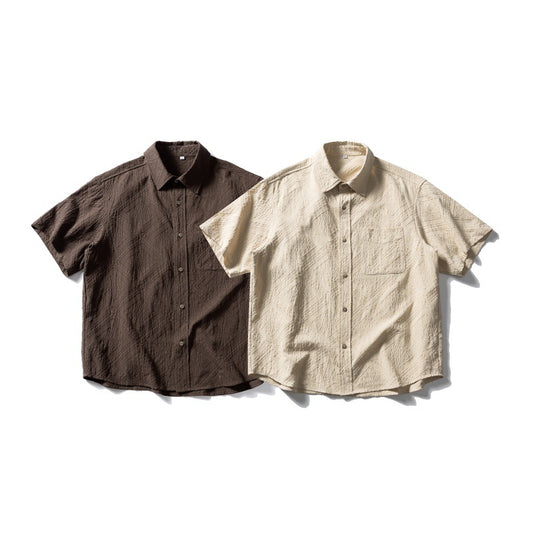 Dark Pattern Jacquard Texture Patch Pocket Loose Shirt