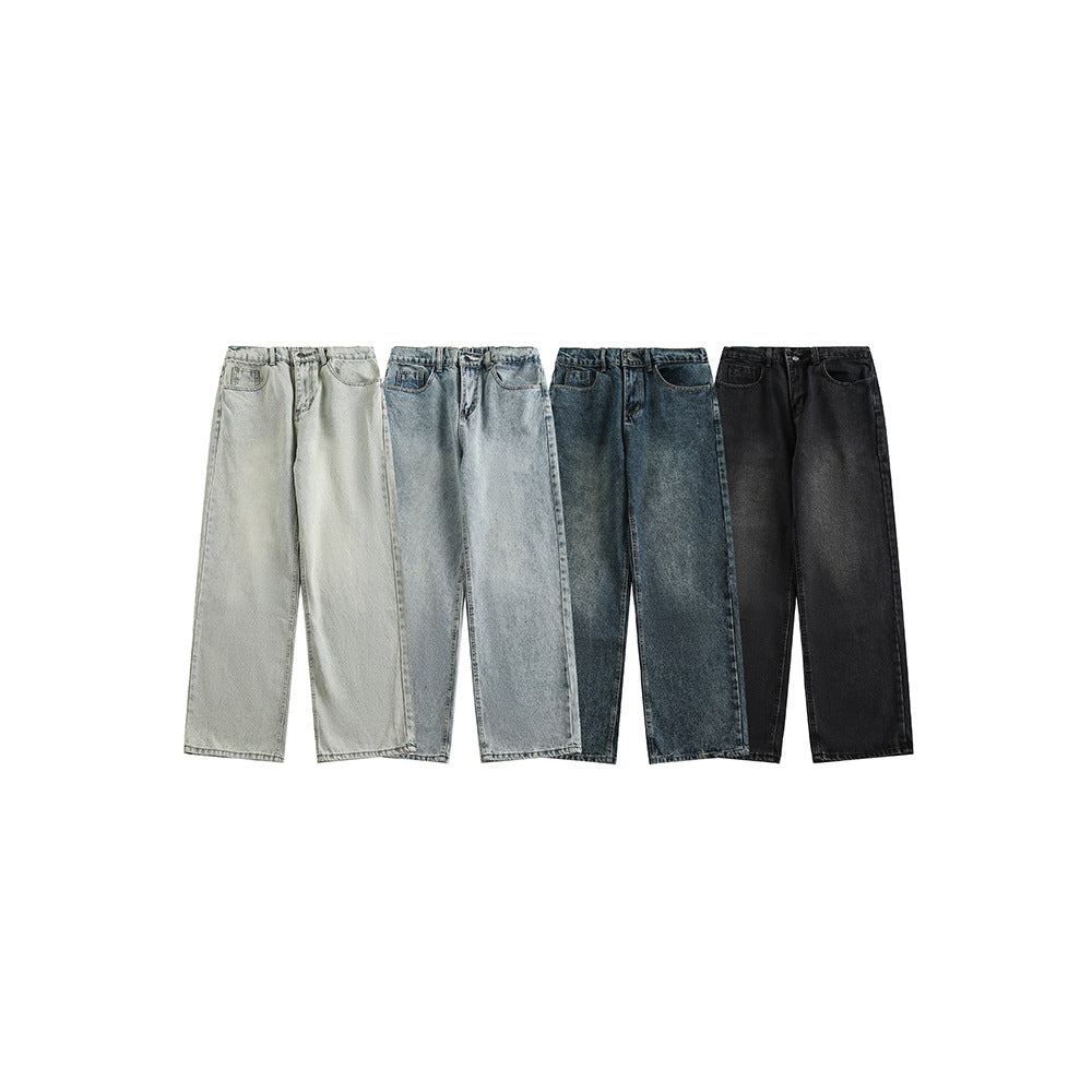 Casual Denim Pants with Pockets in Solid Colors