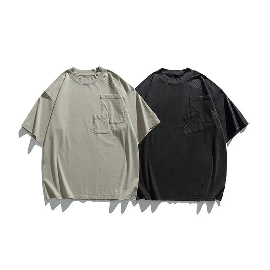 Washed and Worn Casual Round Neck T-Shirts
