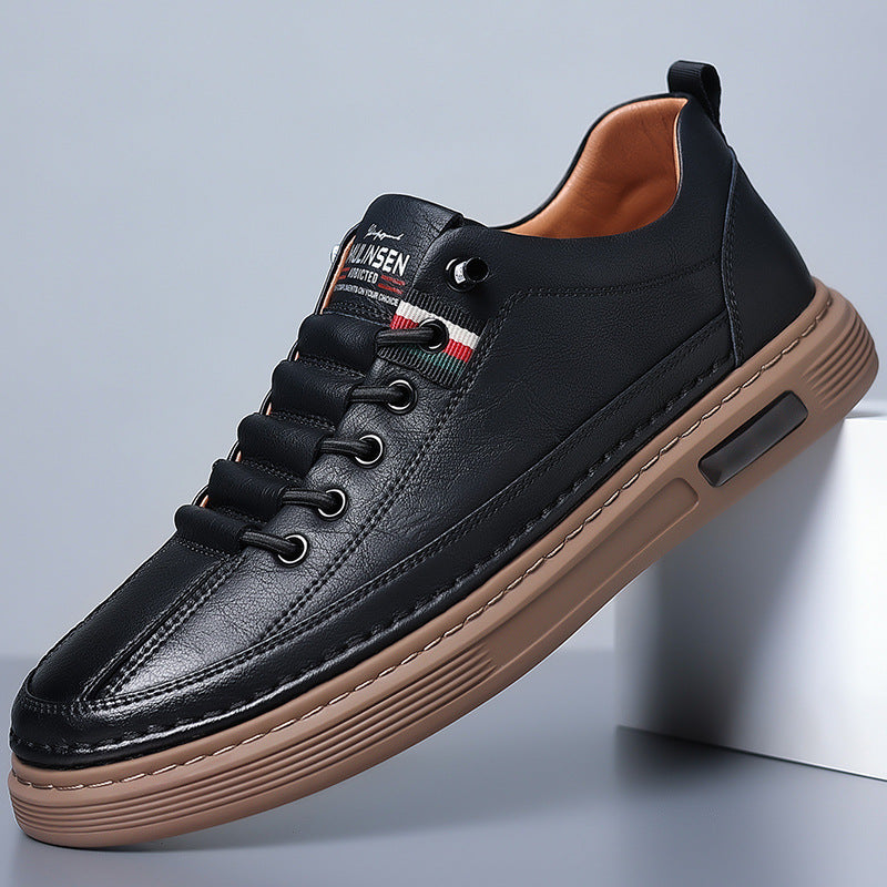 Versatile Men's Casual Shoes - Leather Soft Soled Breathable Board Shoes