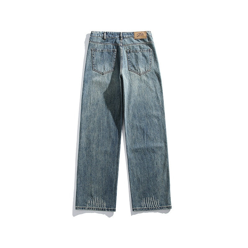 Men's Straight Tube Loose Wide Leg Denim Pants – Vintage Blue