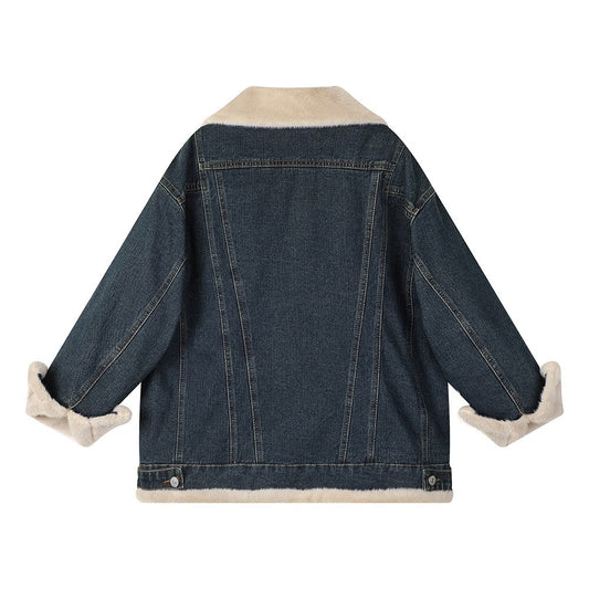 Women's Vintage Denim Motorcycle Parka Jacket