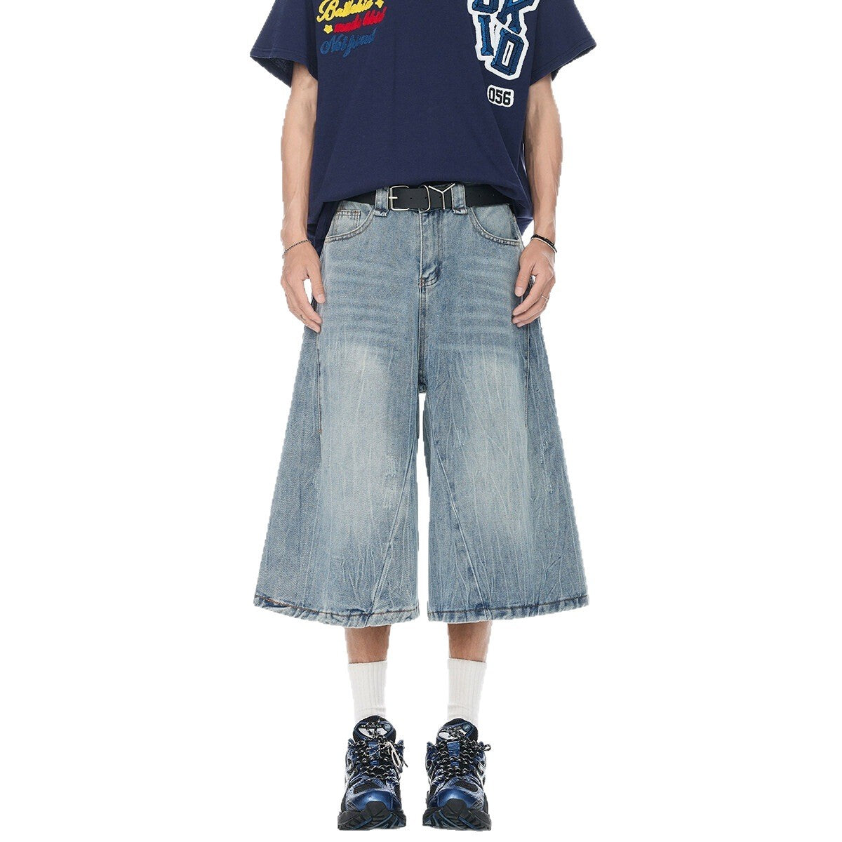 Wide Leg Cropped Denim Pants - Stylish Knee Length Straight Leg Trousers