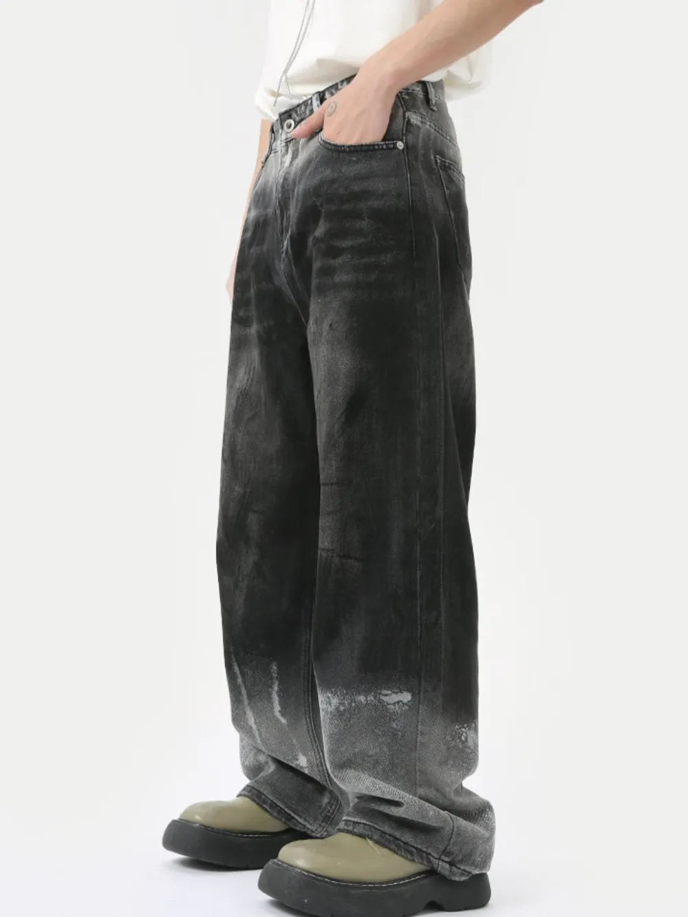 Premium Wide Leg Jeans with Pockets - Japanese Denim