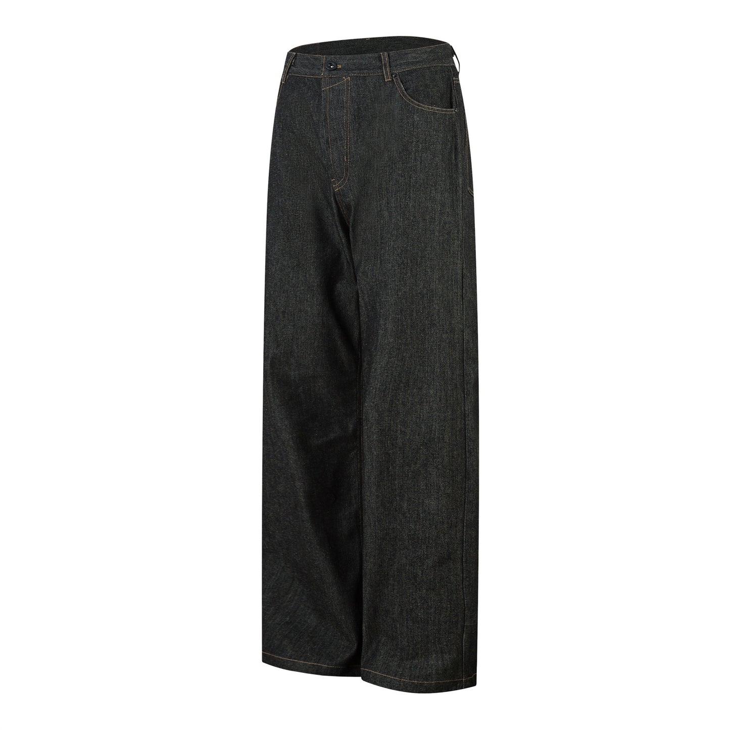 Men's Loose Fit Washed Denim Trousers with Multi-Button Design