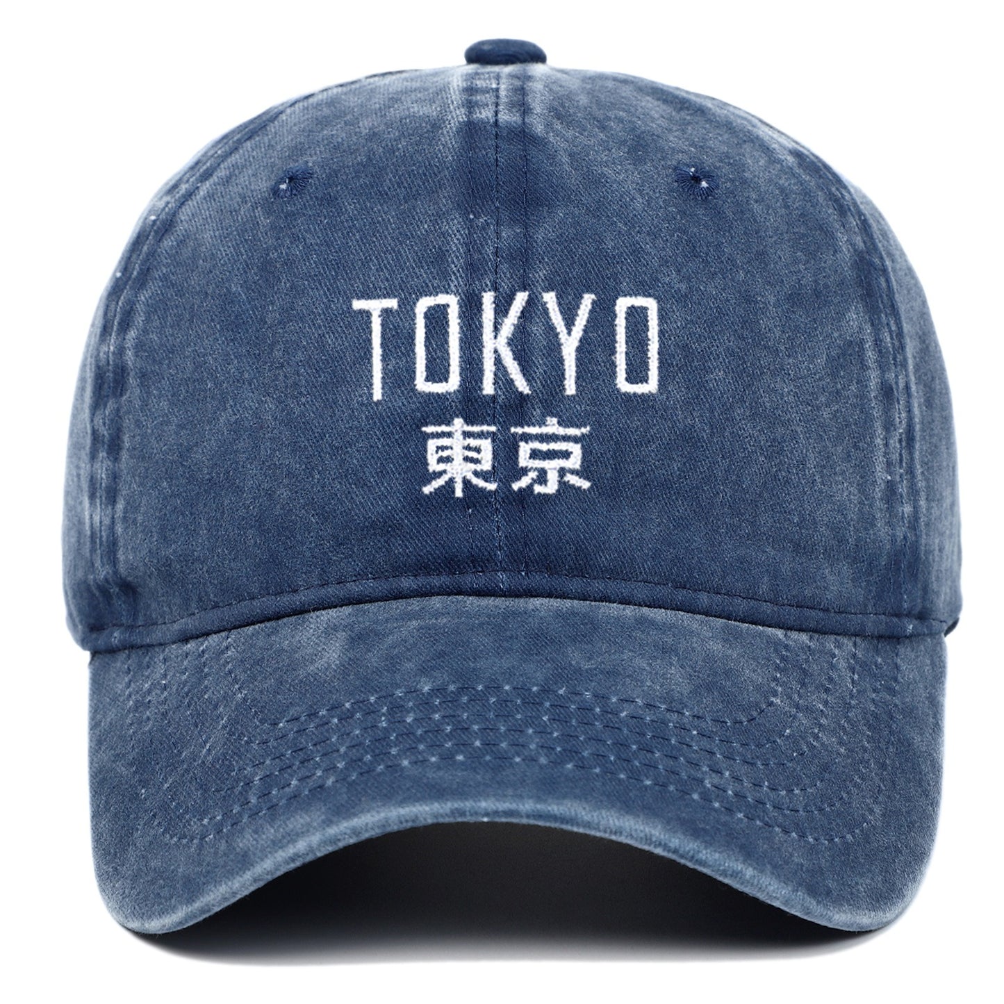 Tokyo Letter Embroidery Retro Soft Washed Baseball Cap Duck Tongue