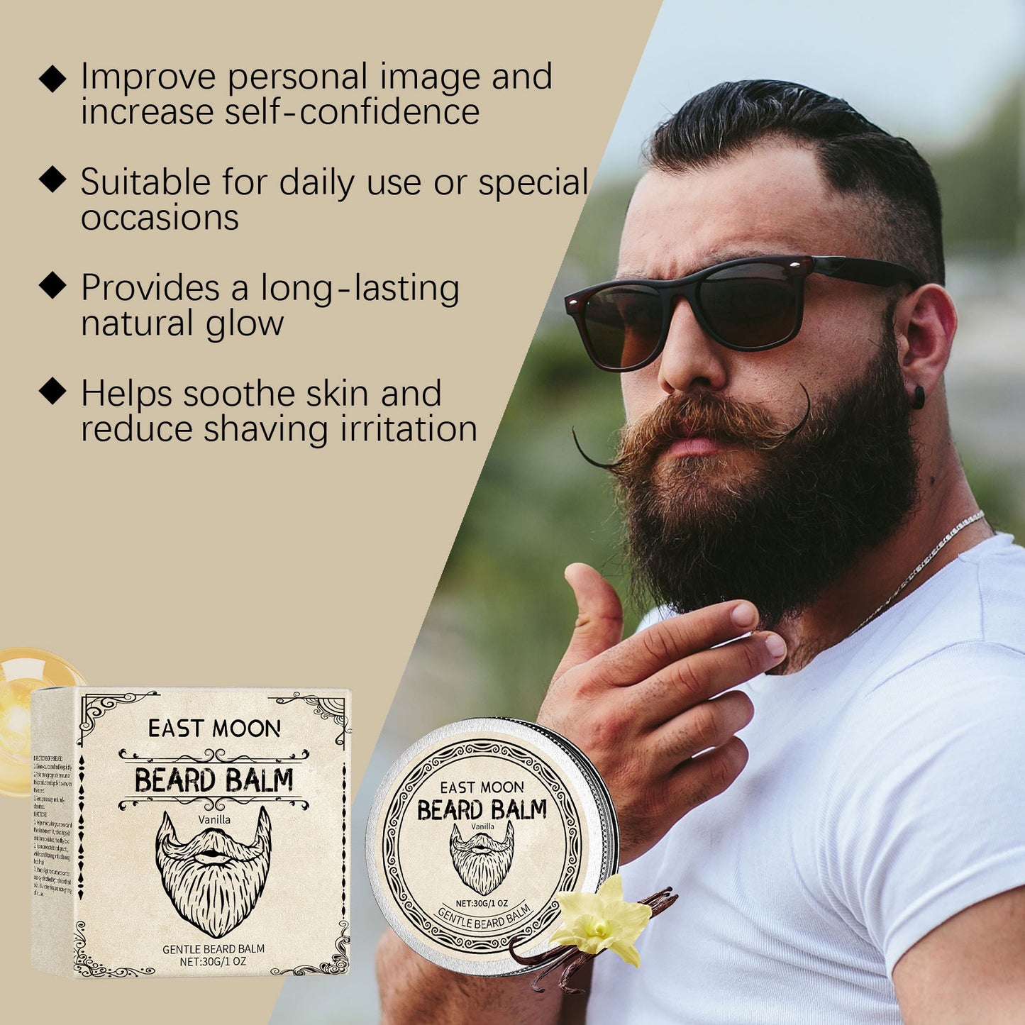 Natural Vanilla Beard Wax for Nourished Beards