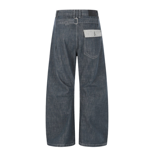 Mens Lake Green Denim Pants with Contrast Pockets — Straight Fit
