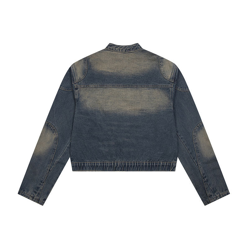 Vintage-Style Deconstructed Denim Jacket