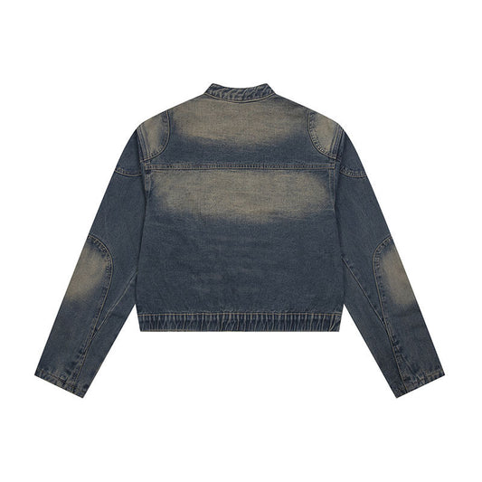 Vintage-Style Deconstructed Denim Jacket