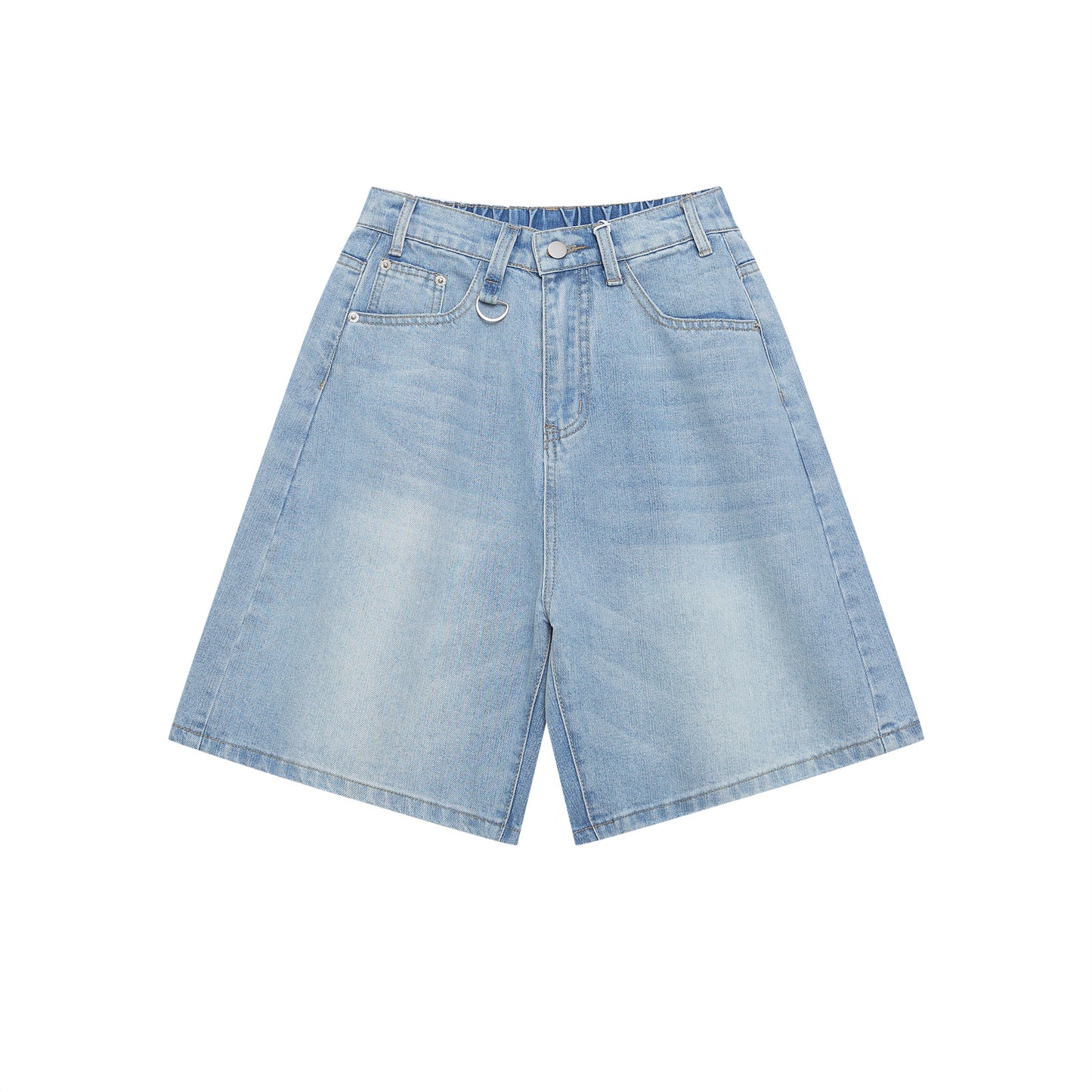 Men's Retro Washed Denim Shorts – Loose Fit, Wide-Leg Style