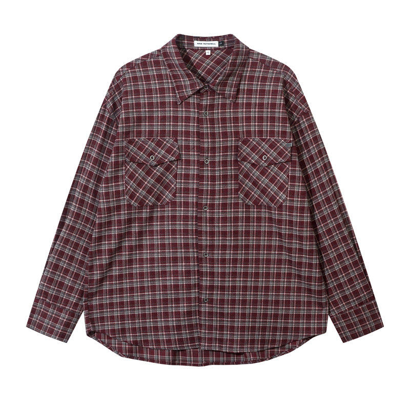 Trendy Red Plaid Shirt for Men and Women