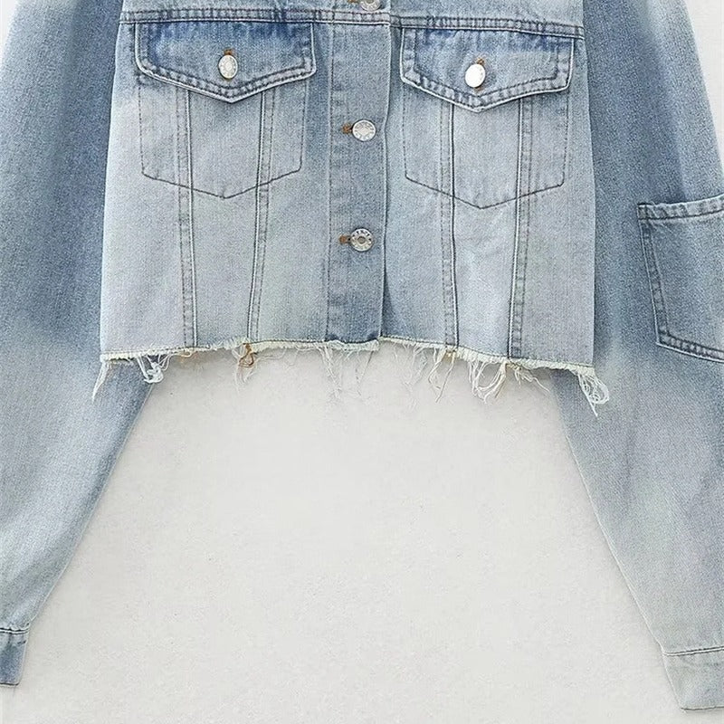 Women's Vintage Denim Crop Jacket