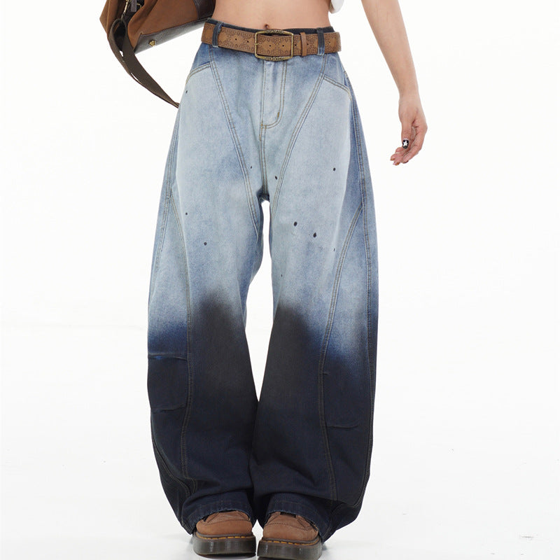 Gradient Splash Ink Wide Leg Jeans