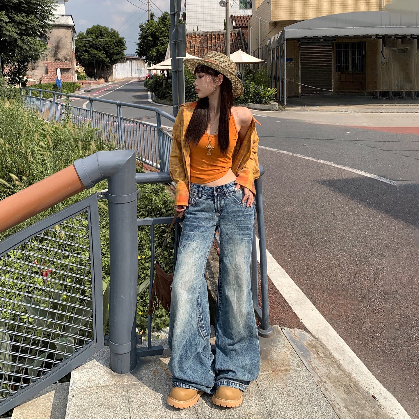 Women's Low-Waist Denim Pants - Wide-Leg Loose Flare Trousers