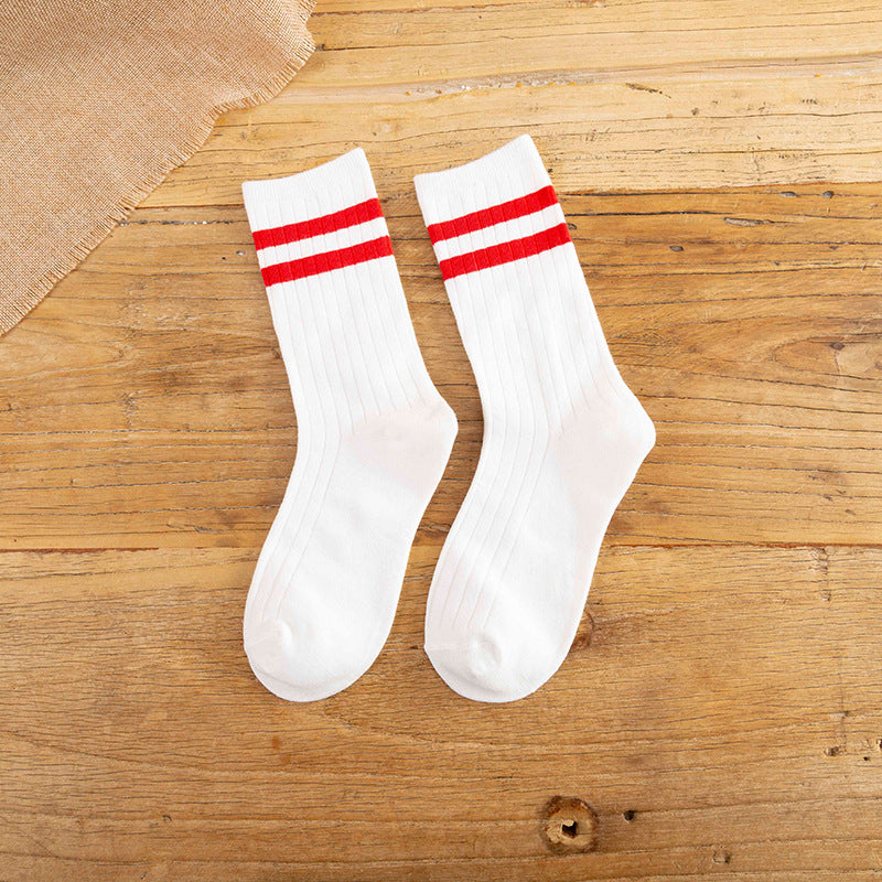 Japanese Cotton Socks - Two Stripe Retro Look