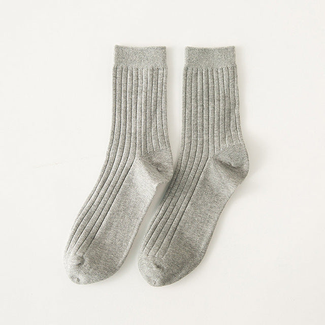 Men's Solid Color Cotton Crew Socks