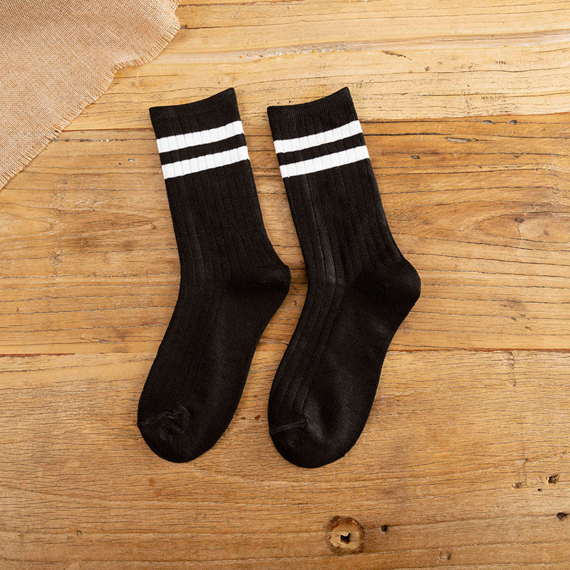 Japanese Cotton Socks - Two Stripe Retro Look