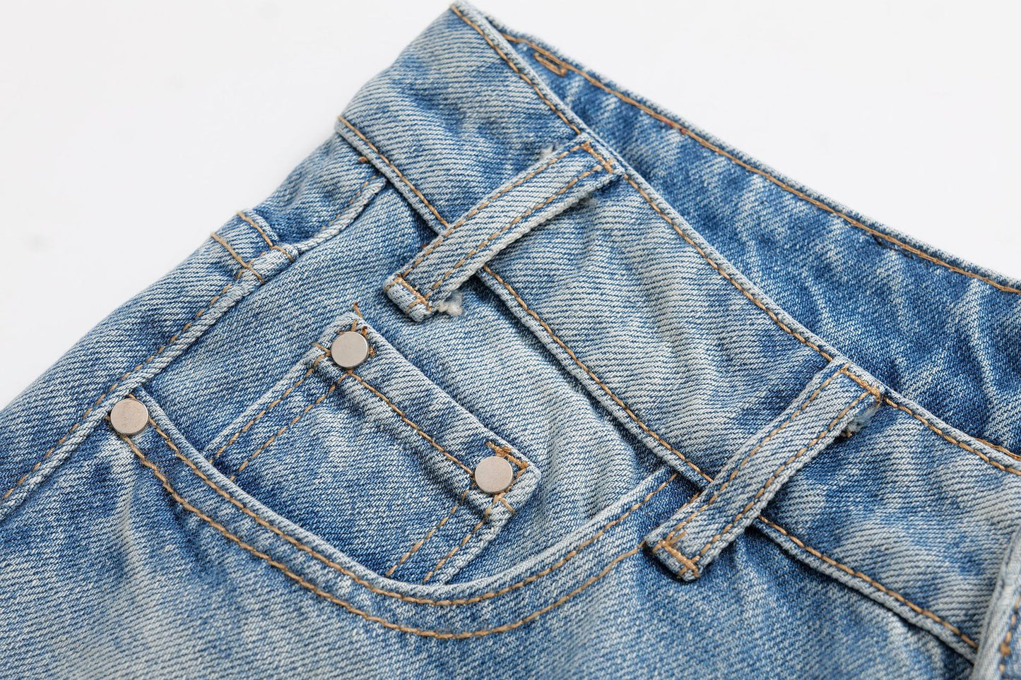 Washed Casual Straight Leg Pants Jeans