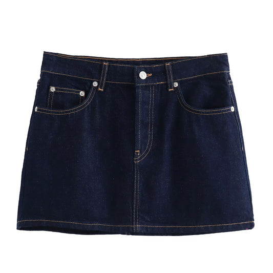 Premium Women's Black Denim Mini Skirt - High-Quality Japanese Denim, Luxurious Texture, Modern Design