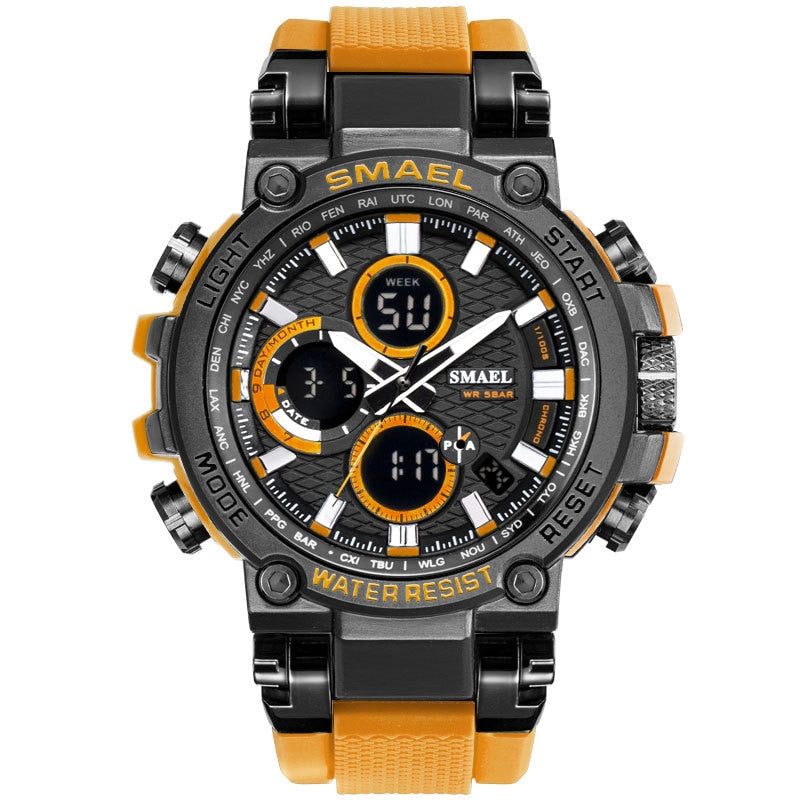 Men's Sport Watches - Digital Double Time Chronograph - LED Display
