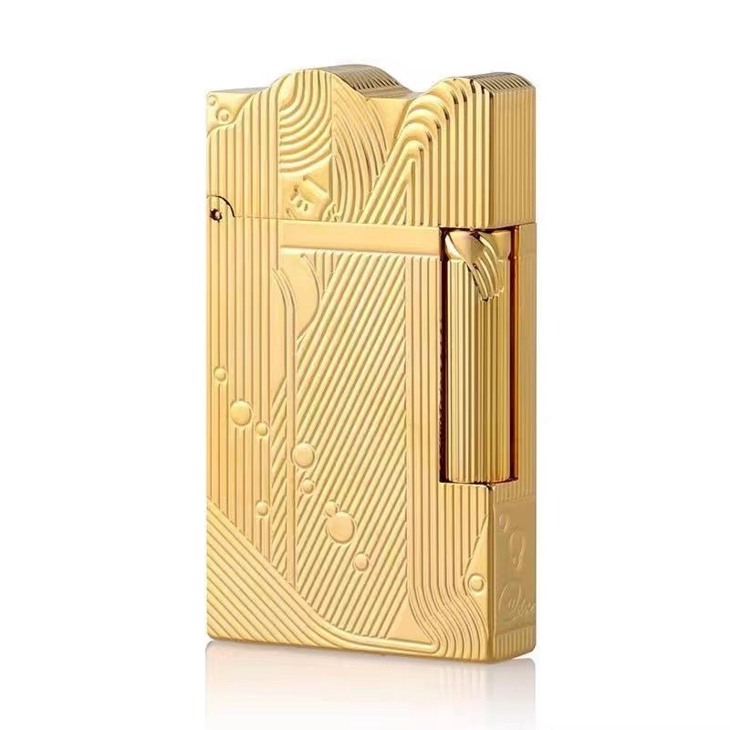 Gold Sleep Mermaid Pattern Vintage Metal Kerosene Lighter with Classic Sound for Cigarette Smoking - Fire Men