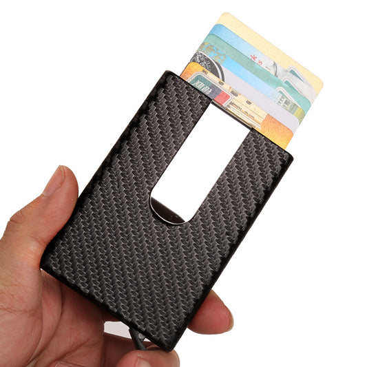 Business Card Holder Carbon Fiber ID Metal Credit Card Wallet Automatic Card Case Designer Aluminum RFID Wallet Cardholder