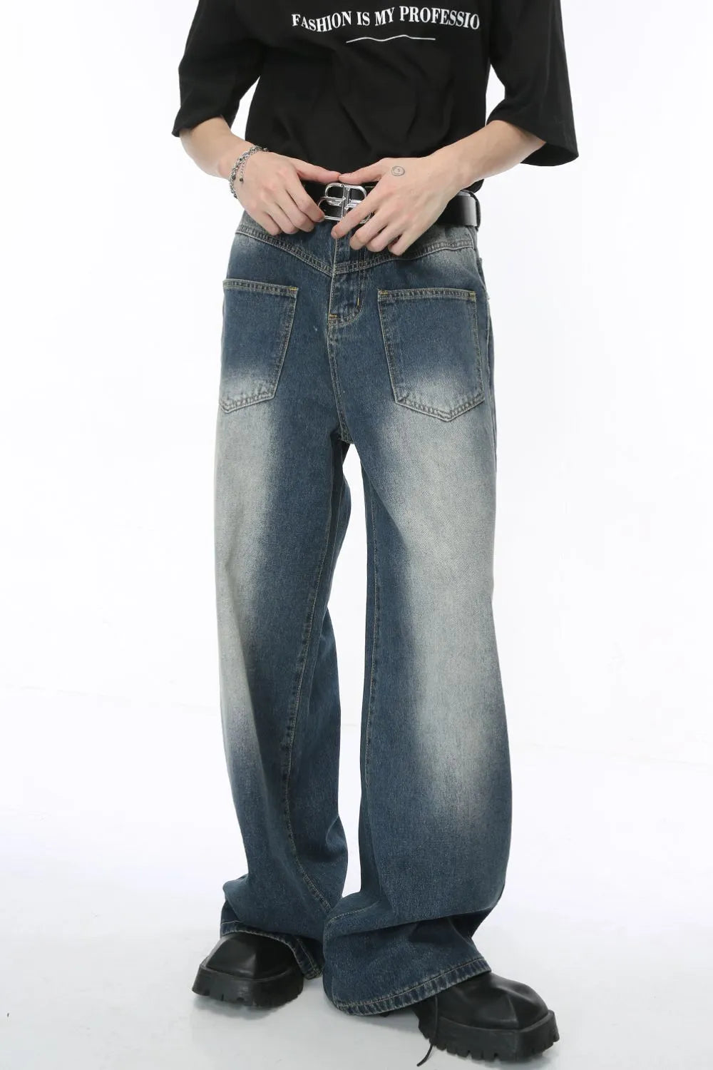 Premium Wide Leg Jeans with Pockets - Japanese Denim