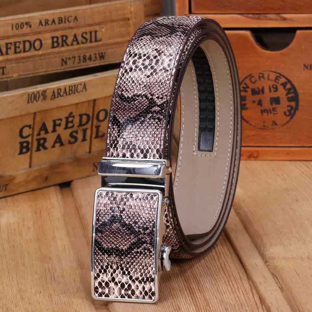 Leather Automatic Buckle Snakeskin Belt