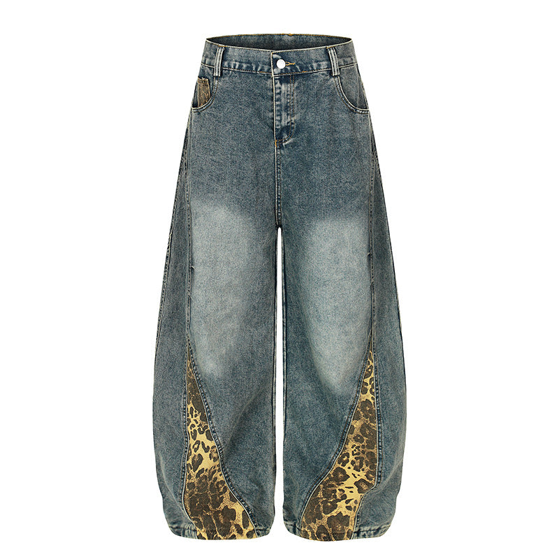 Leopard Print Wide Leg Jeans - Premium Japanese Denim