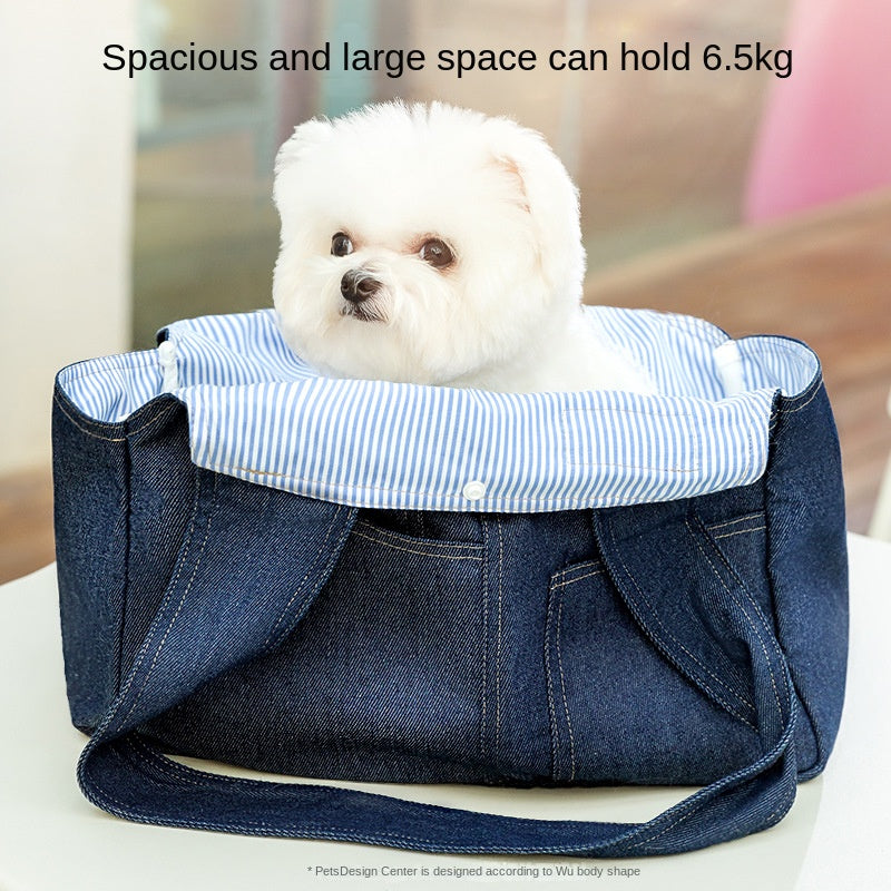 Casual Denim Pocket Style Pet Carrier Backpack for Cats and Dogs