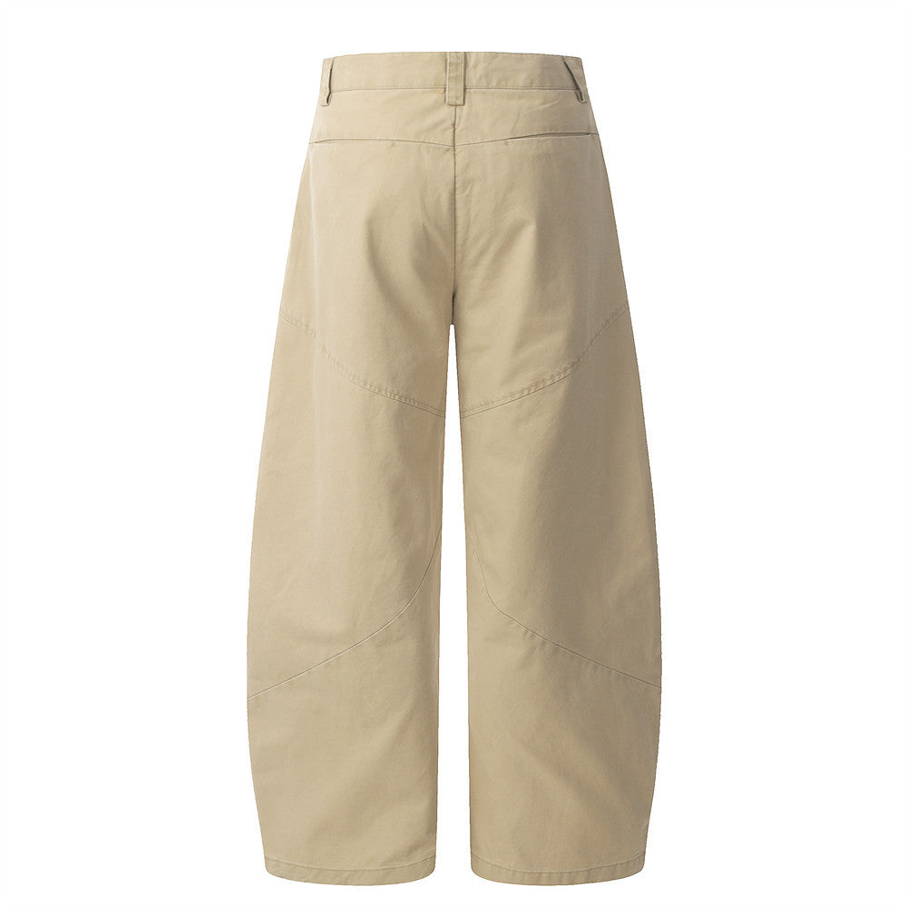 Men's Distressed Wide-Leg Denim Pants - Urban Workwear with Patchwork