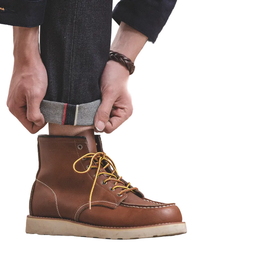 Men's Selvedge Denim Jeans with Zipper and Long Pants