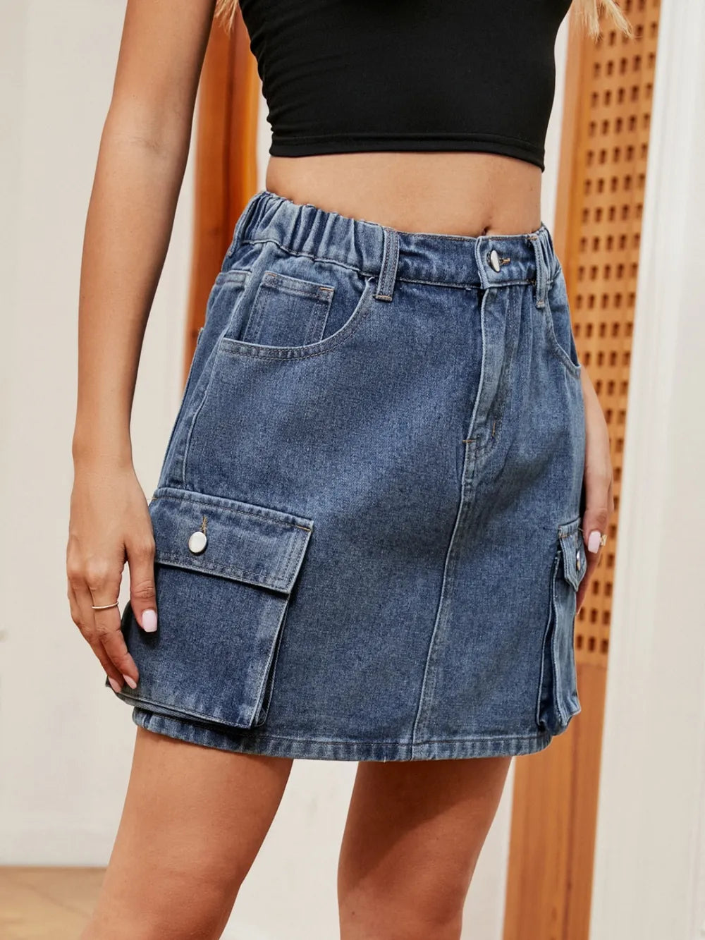Luxury High Waist Denim Skirt in Modern Streetwear Style