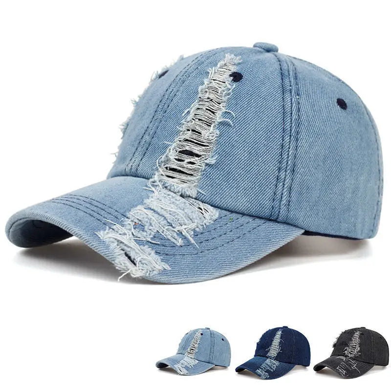Vintage Washed Distressed Baseball Caps - Sports Denim Hats