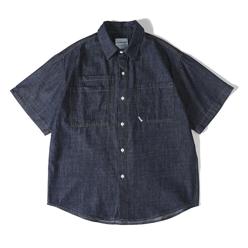 Washed Denim Short Sleeved Workwear Shirt