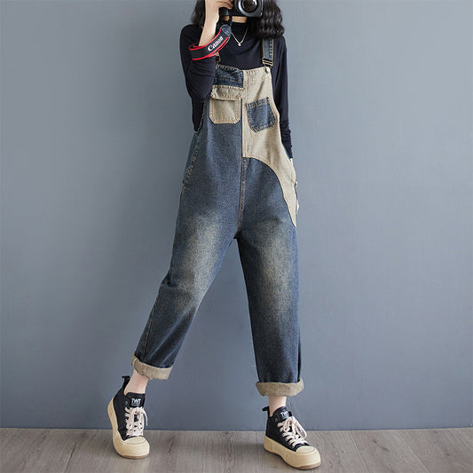 Chic High-Waisted Denim Strap Pants for Women