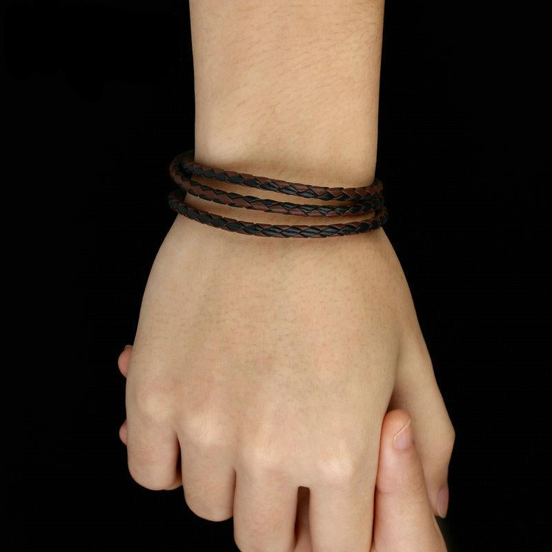 Men's  Leather Bracelet with Magnet Clasp