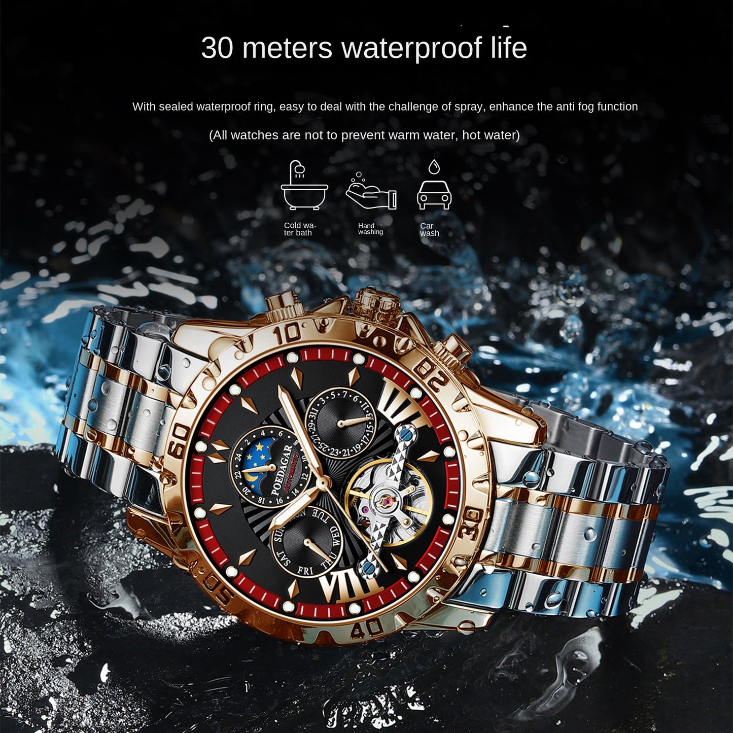 Swiss Waterproof Automatic Mechanical Watch for Men