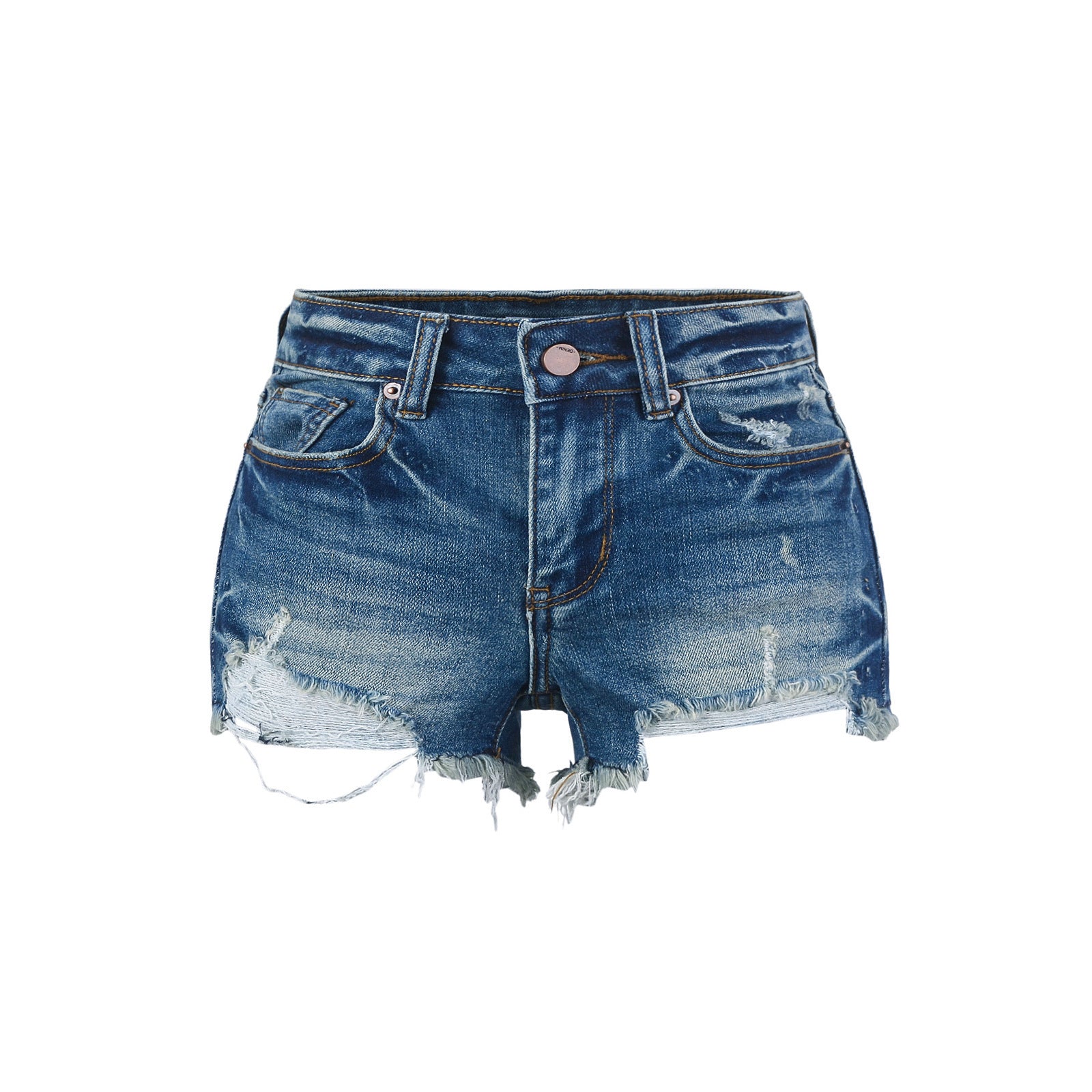 High-Waisted Distressed Denim Shorts - Premium Japanese Craftsmanship