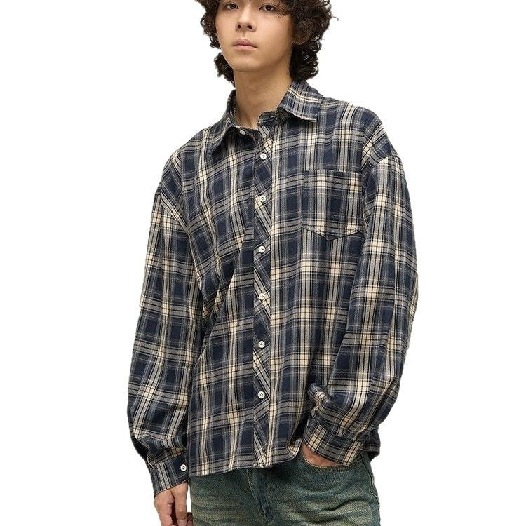 Retro Checkered Long Sleeve Shirt for Men and Women