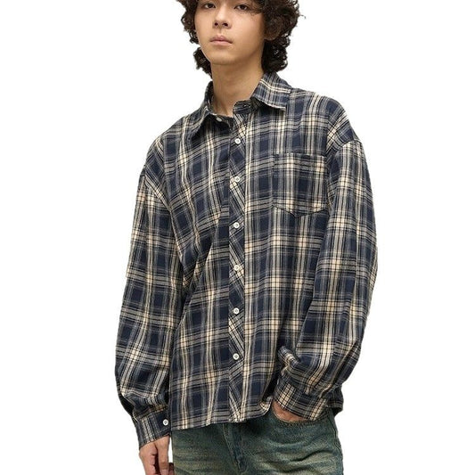 Retro Checkered Long Sleeve Shirt for Men and Women