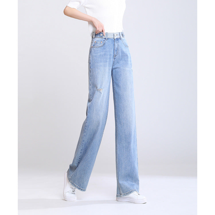 Wide Leg Jeans for Women - Loose High Waist Straight Pants